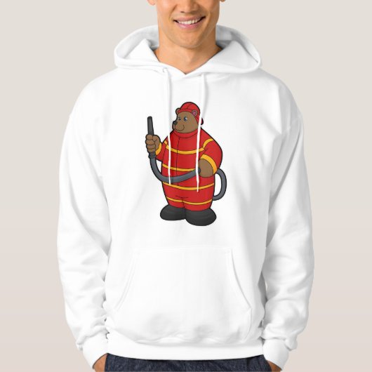 Beer als brandweerman met slang hoodie (Voorkant)