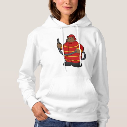 Beer als brandweerman met slang hoodie (Voorkant)