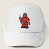 Beer als brandweerman met slang trucker pet (Voorkant)