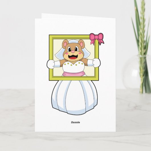 Beer als Bride met de jurk van het Weddenschap & h Kaart (Achterkant)