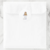 Beer als bruid met sluier ronde sticker (Tas)
