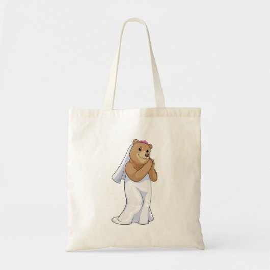 Beer als bruid met sluier tote bag (Voorkant)