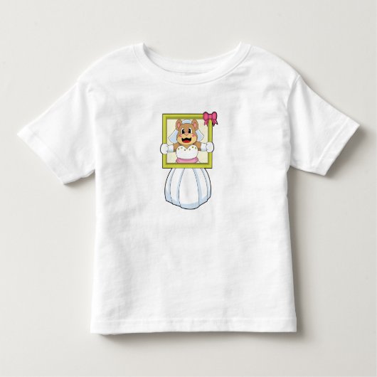 Beer als bruid met trouwjurk & fotolijstje. kinder shirts (Voorkant)