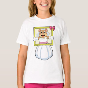 Beer als Bruid met Trouwjurk & Lijstje. T-shirt