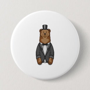 Beer als bruidegom met jas ronde button 7,6 cm