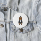 Beer als bruidegom met jas ronde button 7,6 cm (In situ)
