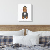 Beer als bruidegom met jasje canvas afdruk (Insitu (Slaapkamer))