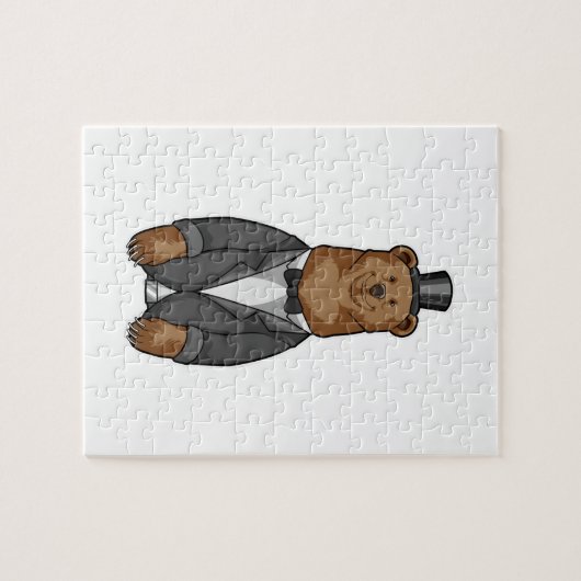 Beer als bruidegom met jasje legpuzzel (Horizontaal)