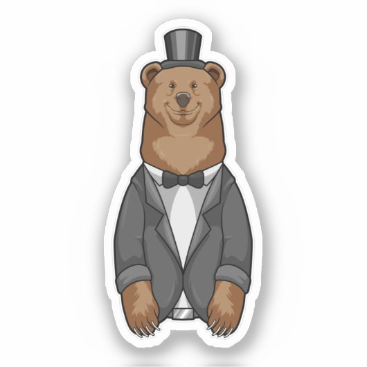Beer als bruidegom met jasje sticker (Voorkant)