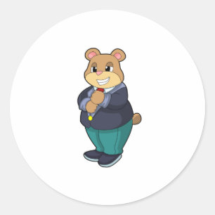 Beer als bruidegom met pak ronde sticker