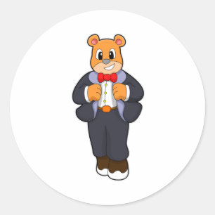 Beer als Bruidegom met Pak Ronde Sticker