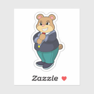 Beer als bruidegom met pak sticker