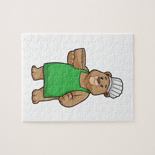 Beer als Cook met Cooking Apron & Bowl Legpuzzel (Horizontaal)