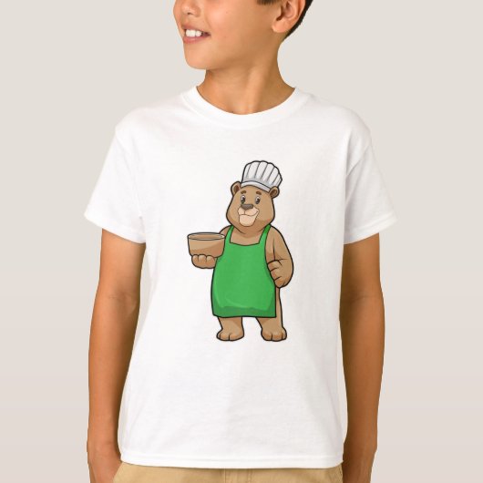 Beer als Cook met Koken schort & Houden bowl T-shirt (Voorkant)