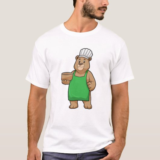 Beer als Cook met Koken schort & Houden bowl T-shirt (Voorkant)