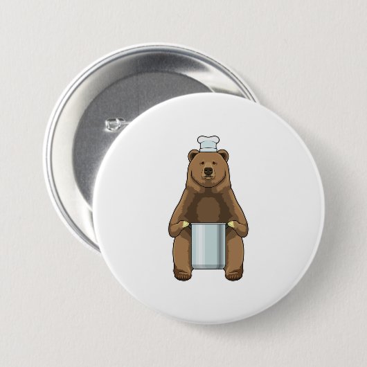 Beer als Cook met kookpot Ronde Button 7,6 Cm (Voorkant /achterkant)