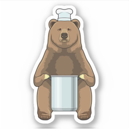 Beer als Cook met kookpot Sticker (Voorkant)