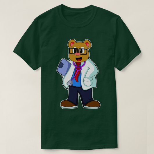 Beer als Doctor met Stethoscoop T-shirt (Design voorkant)