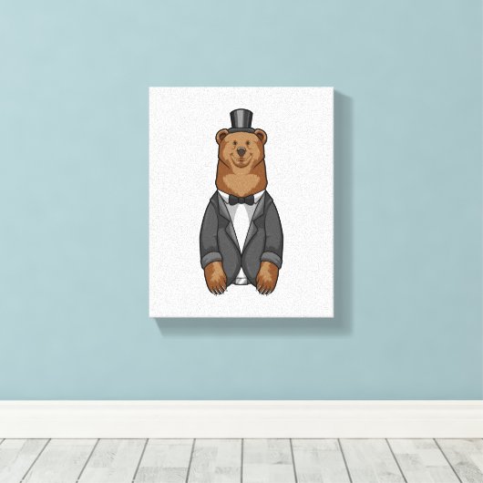 Beer als gom met jasje canvas afdruk (Insitu (Houten vloer))