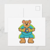 Beer als handbalspeler met handbal briefkaart (Voorkant / Achterkant)