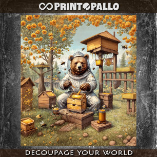 Beer als imker met zijn bijen tissuepapier