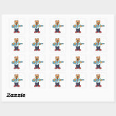 Beer als kapper met schaar vierkante sticker (Vel)