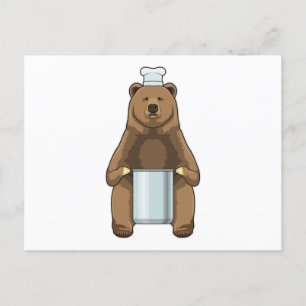 Beer als kok met kookpot briefkaart