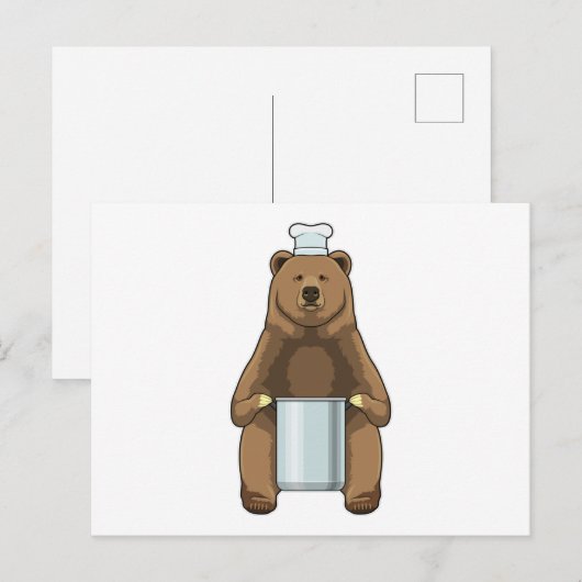 Beer als kok met kookpot briefkaart (Voorkant / Achterkant)