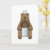 Beer als kok met kookpot kaart (Gele Bloem)