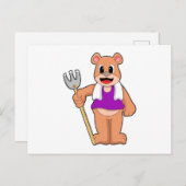 Beer als landbouwer met Rake Briefkaart (Voorkant / Achterkant)