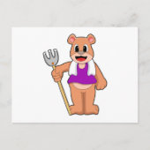 Beer als landbouwer met Rake Briefkaart (Voorkant)