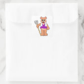 Beer als landbouwer met Rake Vierkante Sticker (Tas)