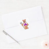 Beer als landbouwer met Rake Vierkante Sticker (Envelop)