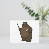 Beer als leraar met boek en wijzer briefkaart (Staand voorkant)