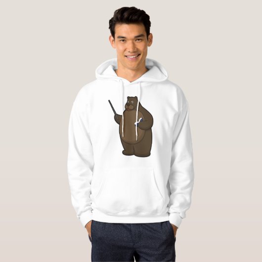 Beer als leraar met boek en wijzer hoodie (Voorkant volledig)