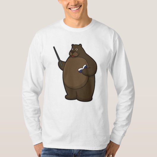 Beer als leraar met boek en wijzer t-shirt (Voorkant)