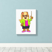 Beer als leraar met bril canvas afdruk (Insitu (Houten vloer))