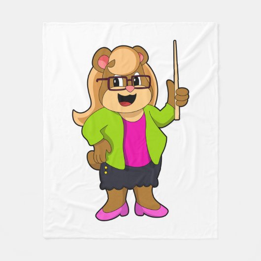 Beer als leraar met bril fleece deken (Voorkant)