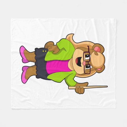 Beer als leraar met bril fleece deken (Voorkant (Horizontaal))