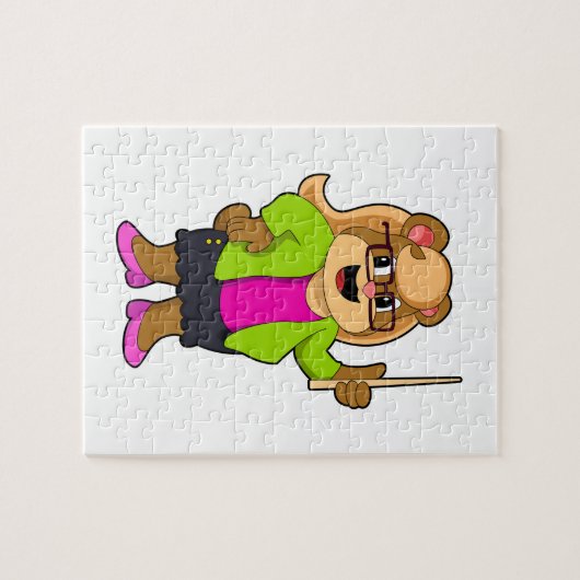 Beer als leraar met bril legpuzzel (Horizontaal)