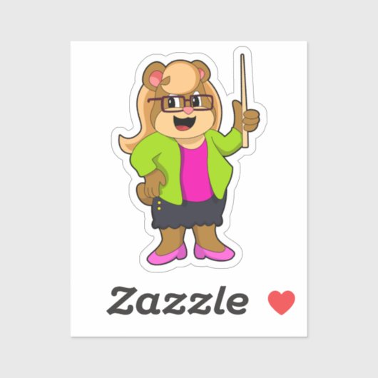 Beer als leraar met bril sticker (Vel)