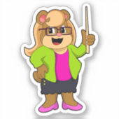 Beer als leraar met bril sticker (Voorkant)