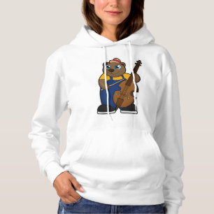 Beer als muzikant met gitaar hoodie