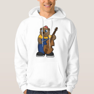 Beer als muzikant met gitaar hoodie