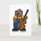 Beer als muzikant met gitaar kaart (Voorkant)