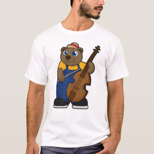 Beer als muzikant met gitaar t-shirt
