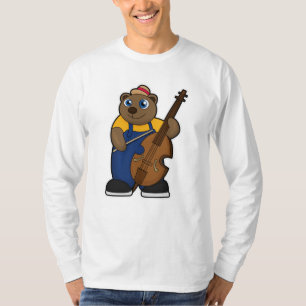 Beer als muzikant met gitaar t-shirt