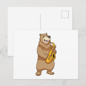 Beer als muzikant met saxofoon briefkaart (Voorkant / Achterkant)