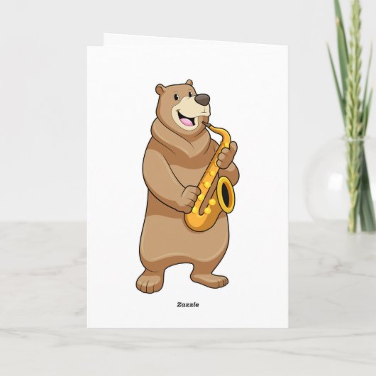 Beer als muzikant met saxofoon kaart (Achterkant)