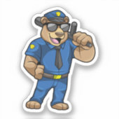 Beer als politieagent met Baton Sticker (Voorkant)